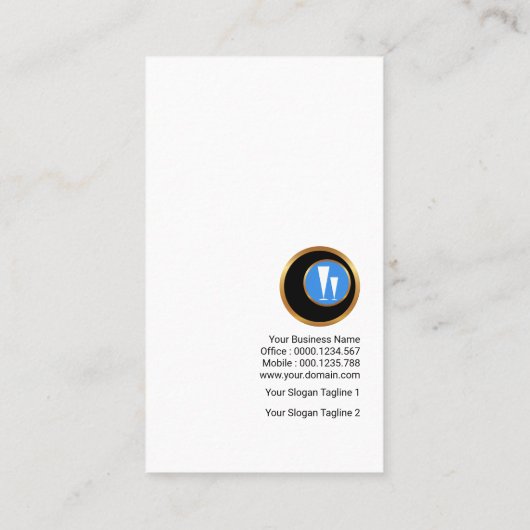 フェイクな金ゴールドのタキシードの金ゴールドのBoutonniereのバーテンダーのロゴ 名刺 (裏面)