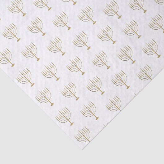 フェイクな金ゴールドのハヌカーの（ユダヤ教）メノラーパターン白の休日 薄葉紙 (詳細)