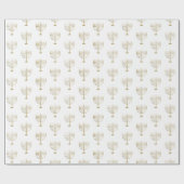 フェイクな金ゴールドのハヌカーの(ユダヤ教)メノラーパターン ラッピングペーパー (フラット)