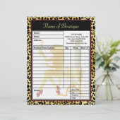 フェイクな金ゴールドのヒョウのプリントの毛のブティックの注文用紙 レターヘッド (スタンド正面)