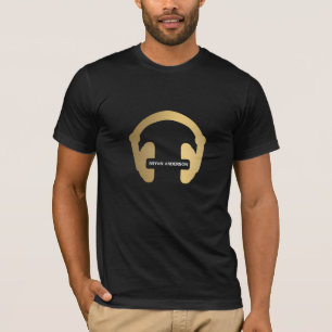 フェイクな金ゴールドのヘッドホーンDJのワイシャツ Tシャツ