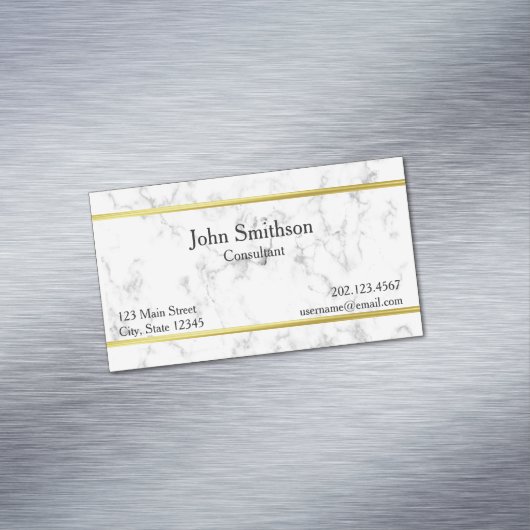 フェイクな金ゴールドのボーダーとのカスタムな大理石の質 マグネット名刺 (インサイチュ)