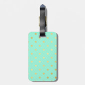 フェイクな金ゴールドのミントの水玉模様 ラゲッジタグ (裏面縦)