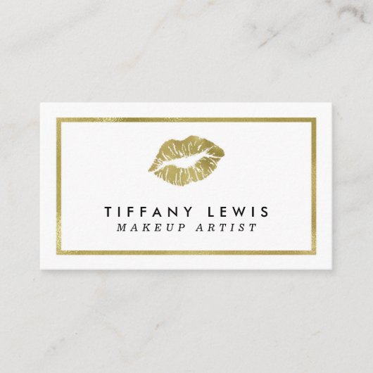 フェイクな金ゴールドのメーキャップアーティストの名刺 名刺 (正面)