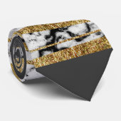 フェイクな金ゴールドのモダンな白黒の大理石は縞で飾ります ネクタイ (ロール)