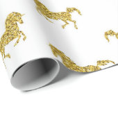 フェイクな金ゴールドのユニコーンの包装紙 ラッピングペーパー (ロールコーナー)