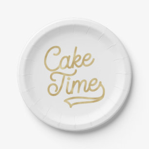 フェイクな金ゴールドのヴィンテージの"ケーキの時間"誕生日 ペーパープレート