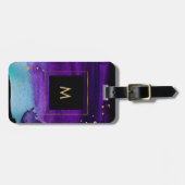 フェイクな金ゴールドの一見のアクセントのはっきりしたな水彩画のしぶき ラゲッジタグ (正面横)