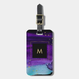 フェイクな金ゴールドの一見のアクセントのはっきりしたな水彩画のしぶき ラゲッジタグ