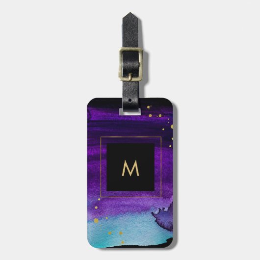 フェイクな金ゴールドの一見のアクセントのはっきりしたな水彩画のしぶき ラゲッジタグ (正面縦)