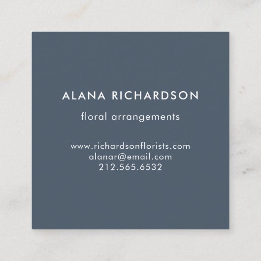 フェイクな金ゴールドの一見を用いる暗くモダンな花柄 スクエア名刺 (裏面)