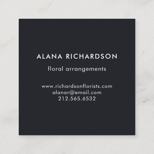 フェイクな金ゴールドの一見を用いる藍色の花柄 スクエア名刺 (裏面)