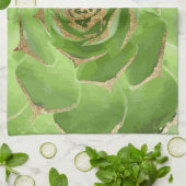 フェイクな金ゴールドの先端のサボテンの緑のSucculent キッチンタオル (折り畳み)