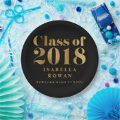 フェイクな金ゴールドの卒業パーティーのクラス2018の黒 ペーパープレート (パーティー)