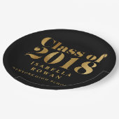 フェイクな金ゴールドの卒業パーティーのクラス2018の黒 ペーパープレート (アングル)