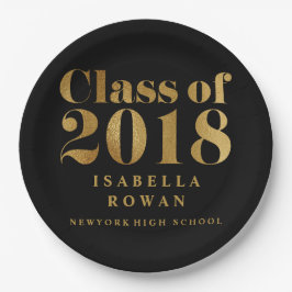 フェイクな金ゴールドの卒業パーティーのクラス2018の黒 ペーパープレート