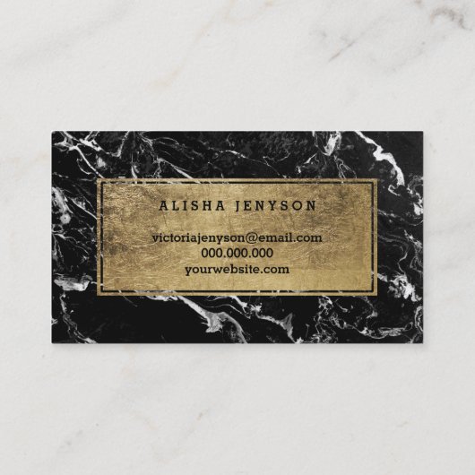 フェイクな金ゴールドの原稿の黒の大理石をmicroblading鞭 名刺 (裏面)