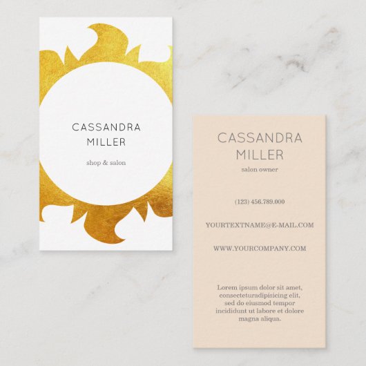 フェイクな金ゴールドの太陽の名刺 名刺 (正面/裏面)