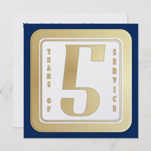 フェイクな金ゴールドの従業員賞5年のサービス サンキューカード (正面/裏面)