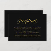 フェイクな金ゴールドの書道の結婚披露宴の黒 エンクロージャーカード (正面/裏面)