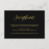 フェイクな金ゴールドの書道の結婚披露宴の黒 エンクロージャーカード (正面)