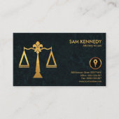 フェイクな金ゴールドの正義によってはかりで測られるエレガントでグランジな弁護士 名刺 (正面)
