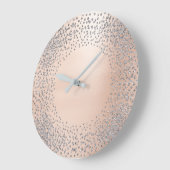 フェイクな金ゴールドの水晶の紙吹雪のグリッターの粉のピンク ラージ壁時計 (傾斜)