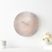 フェイクな金ゴールドの水晶の紙吹雪のグリッターの粉のピンク ラージ壁時計 (ホーム)