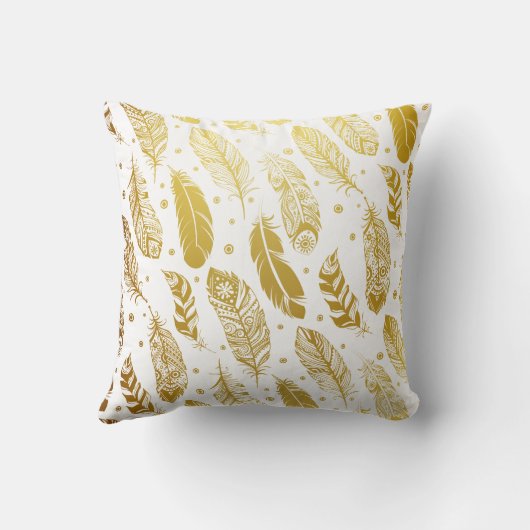 フェイクな金ゴールドの羽の種族のプリントの枕 クッション (裏面)