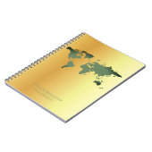 フェイクな金ゴールドの背景の世界地図旅行ジャーナル ノートブック (左側)