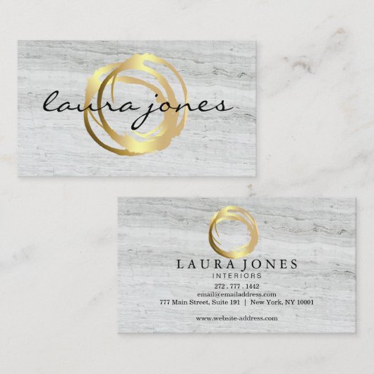 フェイクな金ゴールドの色彩の鮮やかな円デザイナー 名刺 (正面/裏面)