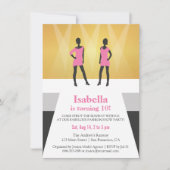 フェイクな金ゴールドの走路のファッション・ショーの誕生会 招待状 (正面)