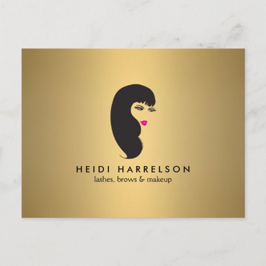 フェイクな金ゴールドの郵便はがきの鞭を持つ女の子 ポストカード (正面)