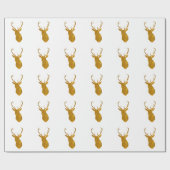 フェイクな金ゴールドの雄鹿のシカのクリスマスの包装紙 ラッピングペーパー (フラット)