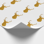 フェイクな金ゴールドの雄鹿のシカのクリスマスの包装紙 ラッピングペーパー (角)