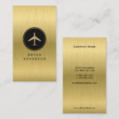 フェイクな金ゴールドの飛行機の名刺 名刺 (正面/裏面)