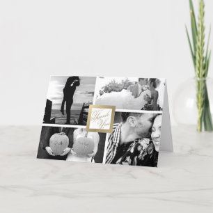 フェイクな金ゴールドは結婚式4の写真カード感謝していしています サンキューカード