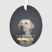 フェイクな金ゴールドペット記念のカスタムな写真名前および年 オーナメント (正面)
