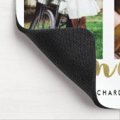 フェイクな金ゴールドホイルとのモダンで白い家族写真の格子 マウスパッド (コーナー)