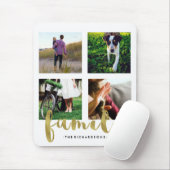 フェイクな金ゴールドホイルとのモダンで白い家族写真の格子 マウスパッド (マウス)