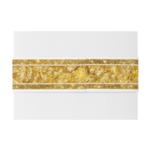 フェイクな金ゴールドホイルのエレガントでフォーマルで上品な結婚指輪 招待状ベリーバンド (裏面例)