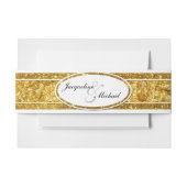 フェイクな金ゴールドホイルのエレガントでフォーマルで上品な結婚指輪 招待状ベリーバンド (正面例)