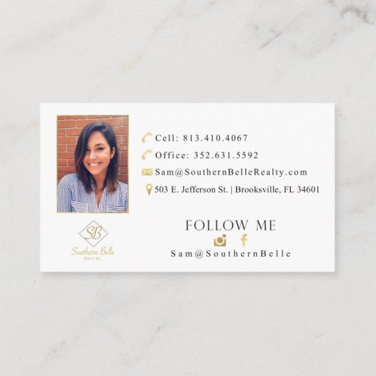 フェイクな金ゴールドホイルのサマンサRの名刺 名刺 (裏面)