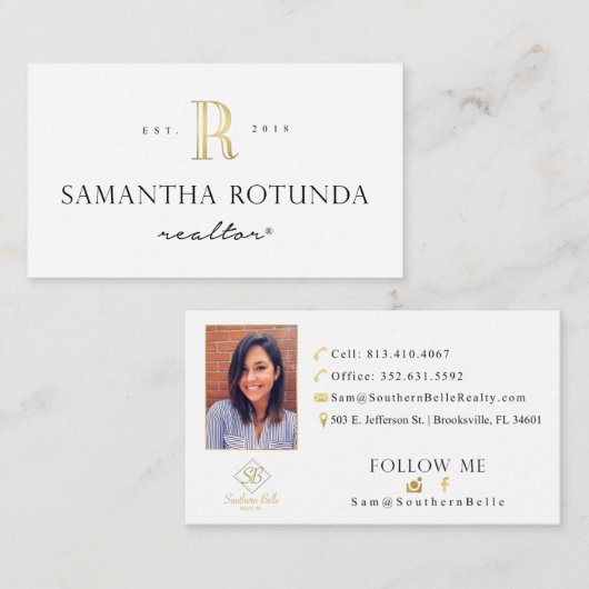 フェイクな金ゴールドホイルのサマンサRの名刺 名刺 (正面/裏面)