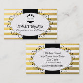 フェイクな金ゴールドホイルのストライプなカップケーキのケーキのベーカリー 名刺 (正面/裏面)