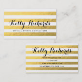 フェイクな金ゴールドホイルのストライプなコンサルタントの名刺 名刺 (正面/裏面)