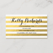 フェイクな金ゴールドホイルのストライプなコンサルタントの名刺 名刺 (裏面)