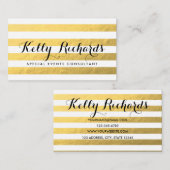 フェイクな金ゴールドホイルのストライプなコンサルタントの名刺 名刺 (正面/裏面)