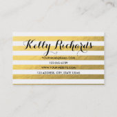 フェイクな金ゴールドホイルのストライプなコンサルタントの名刺 名刺 (裏面)