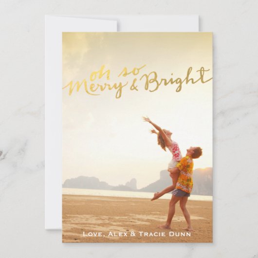 フェイクな金ゴールドホイルのメリーで及び明るいクリスマスカード シーズンカード (正面)